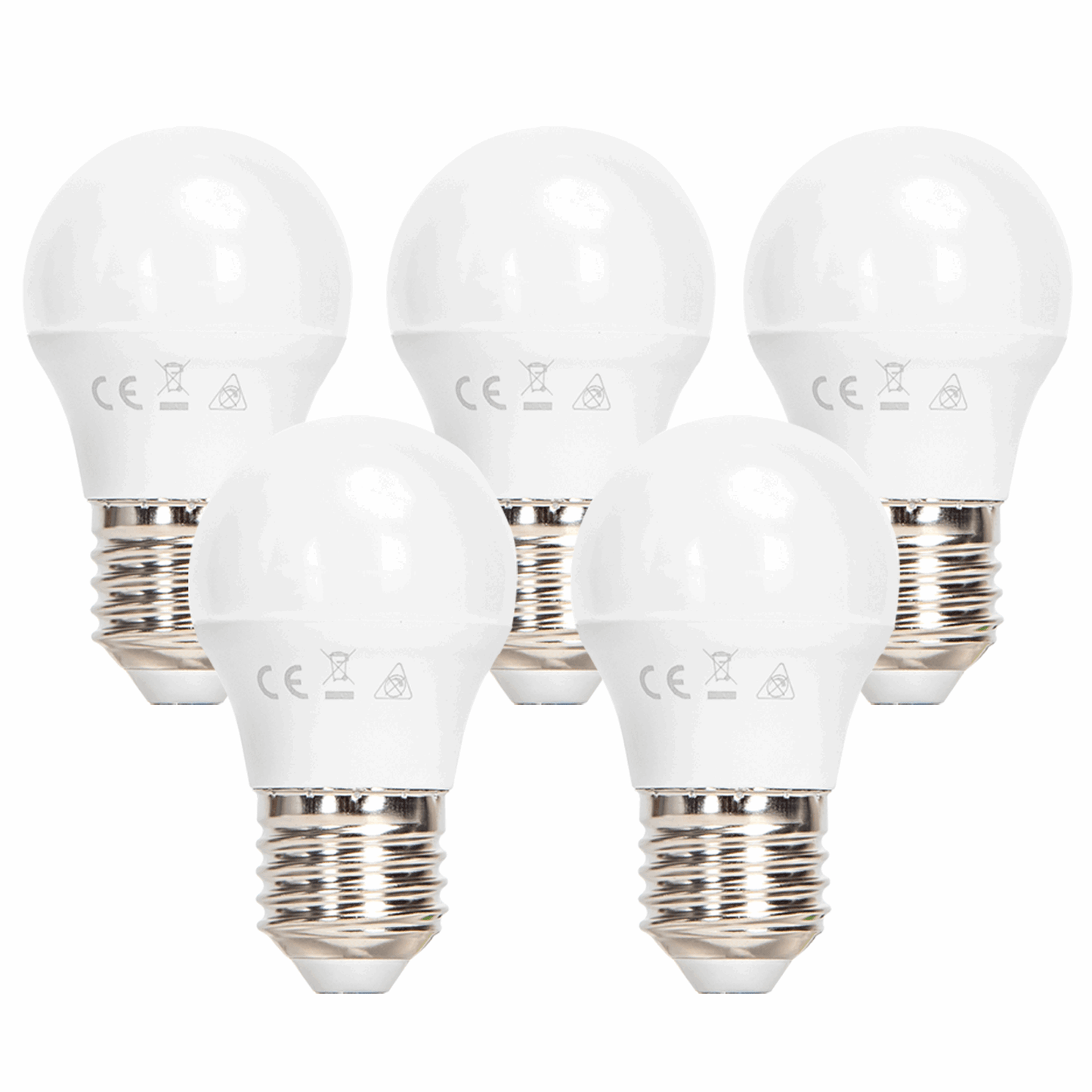 Kogellamp 5 stuks koelwit - grote fitting | E27 LED lamp 6W~510Lm=42W traditionele verlichting | 4000K - 230V