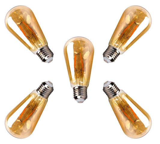 Kooldraadlamp 5 stuks E27 - ST64 amber - LED 4W~38W traditionele verlichting - 2200K warmwit