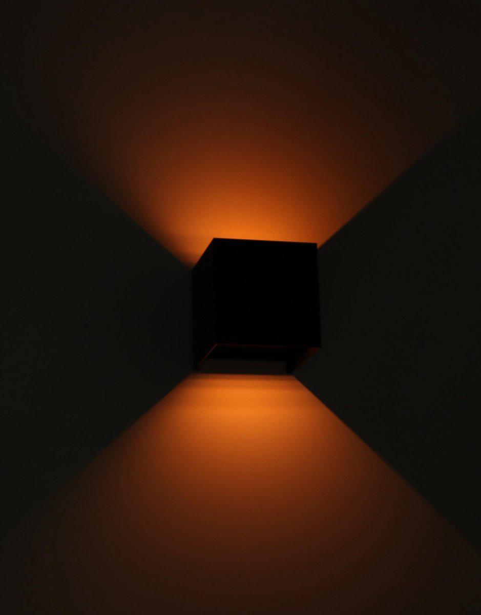 LED's Light Kubus LED Wandlamp buiten - 2 lichts - Dimbaar en instelbare lichtkleur - IP65 Waterdicht - Zwart
