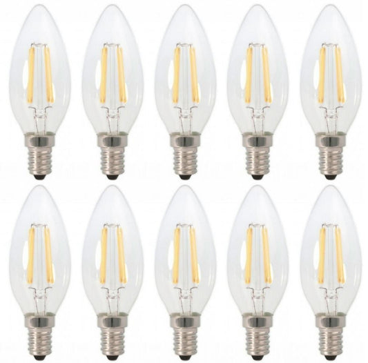 Kaarslamp E14 - 10 stuks | LED 4W=40W traditioneel licht | warmwit filament 2700K - 230 Volt