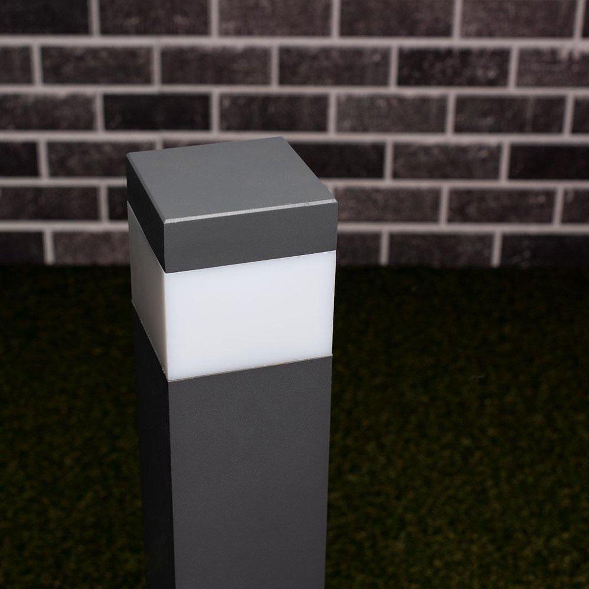 LED Lantaarnpaal Mat met E27 fitting - IP44 - Sora - 76 cm - Grijs