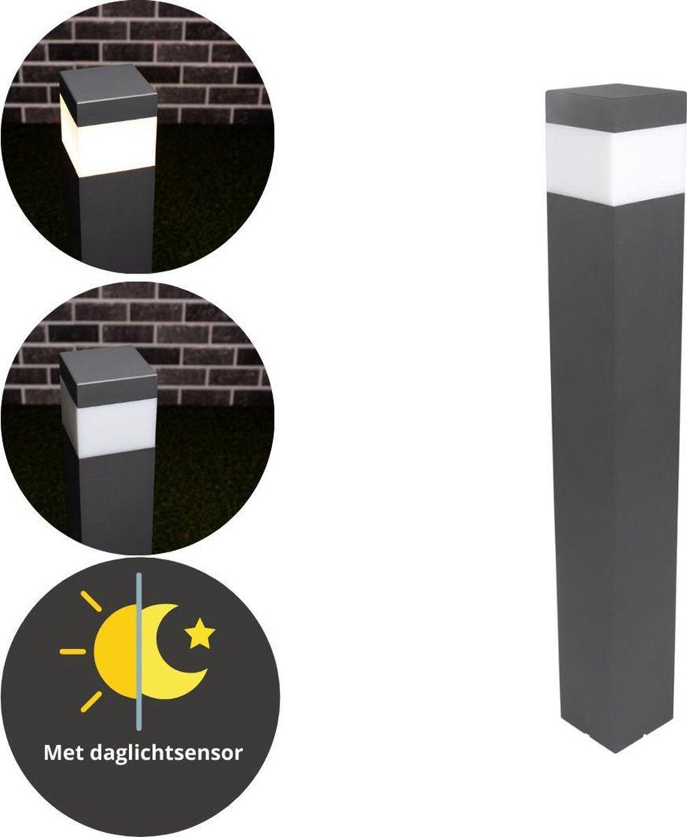 LED Lantaarnpaal Mat met E27 fitting - IP44 - Sora - 76 cm - Grijs