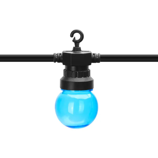 Lichtstring kleur 8 meter (3+5) - 10 LED's meerkleurig | sproeidicht IP44 - koppelbaar (max 5) | 230VAC - 24V | met timer 6u aan/18u uit