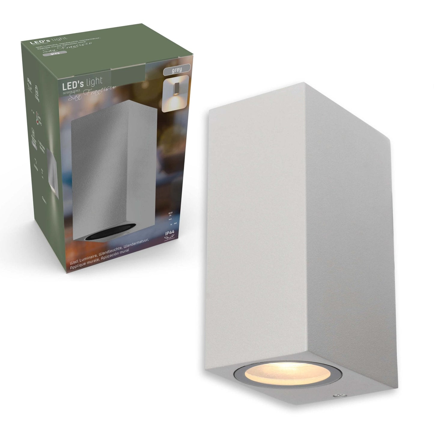 LED's Light LED Buitenlamp met GU10 fitting - Rechthoek - IP44 - Grijs - Model Milaan