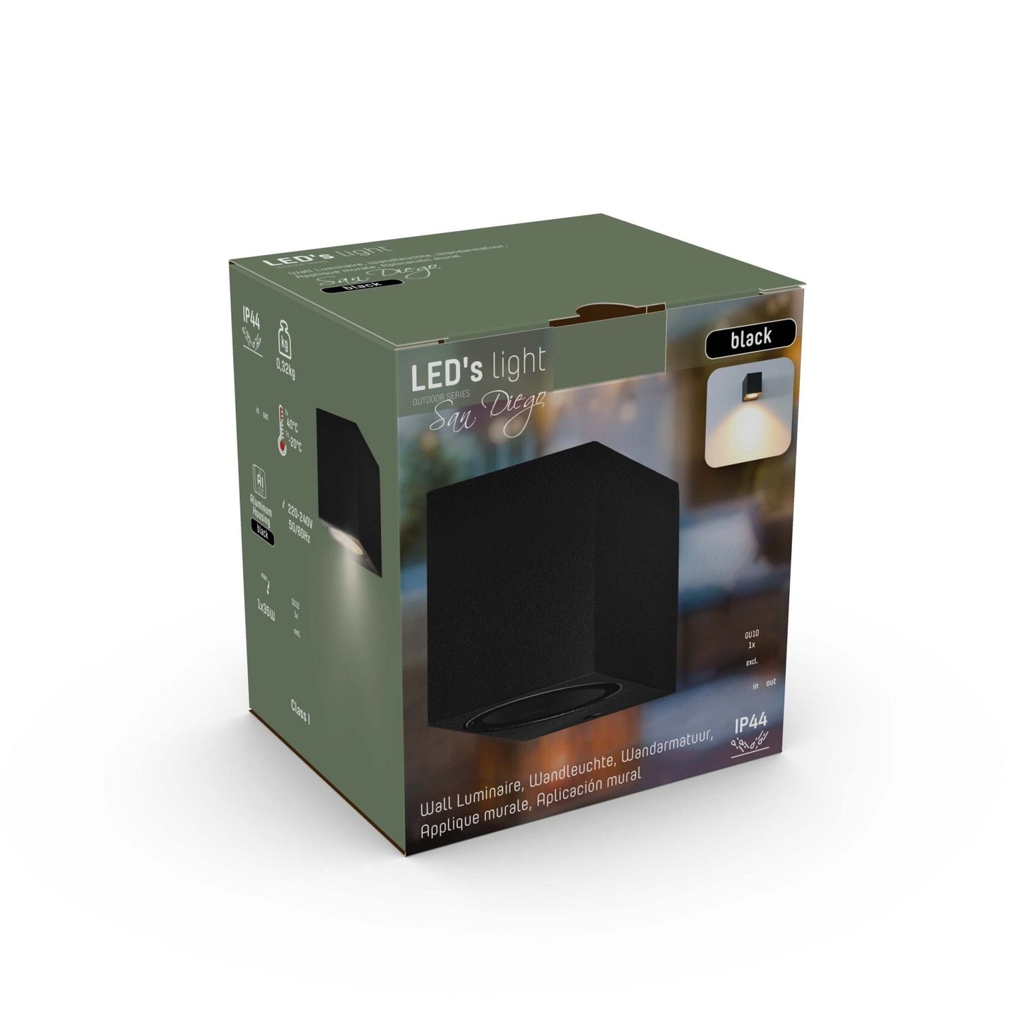 NØRD Down - LED's Light LED Wandlamp Buiten met GU10 fitting - Vierkant - IP44 - Zwart - Model Rome