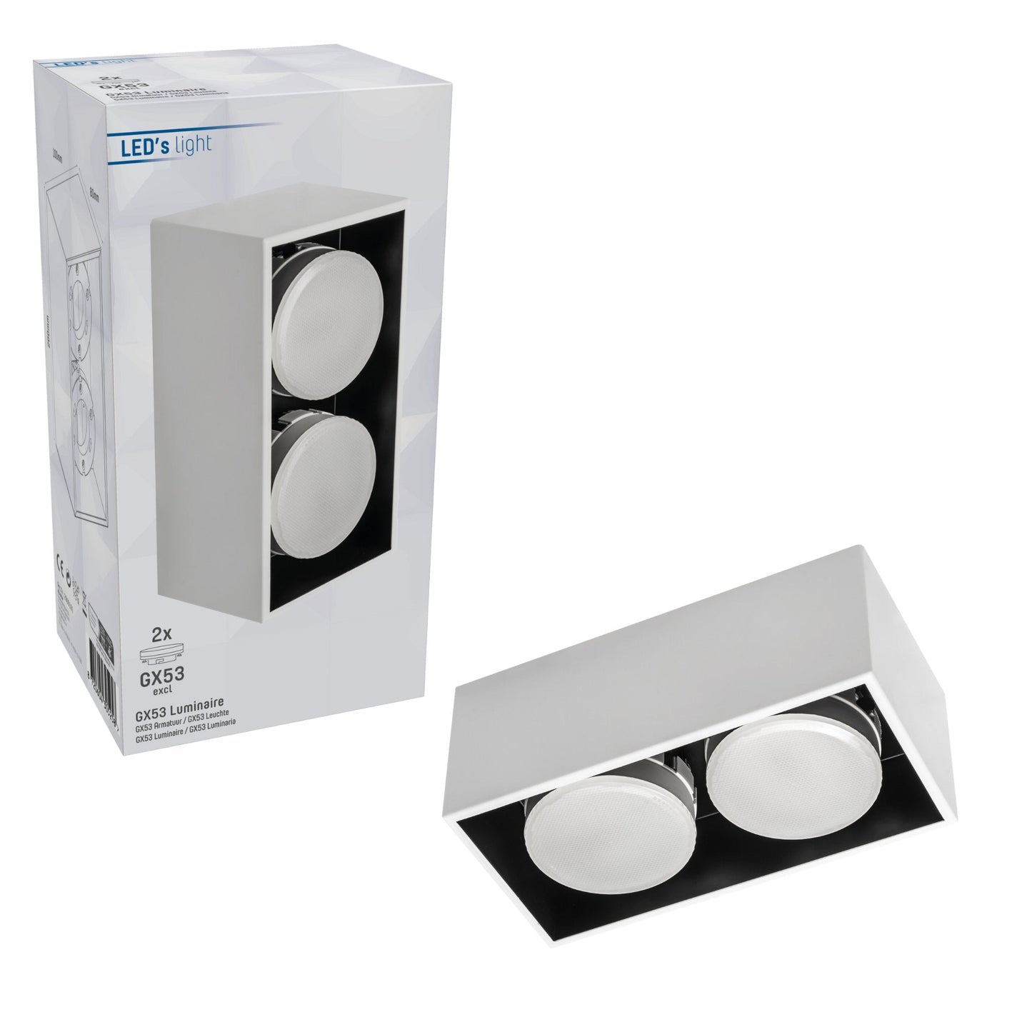 LED's Light Cube LED Plafondlamp - 2 lichtpunten - Draaibaar licht - Staal - 20 x 8 cm - Wit