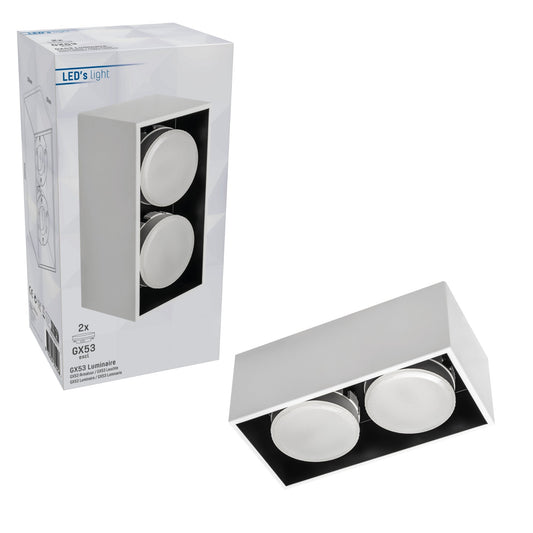 LED's Light Cube LED Plafondlamp - 2 lichtpunten - Draaibaar licht - Staal - 20 x 8 cm - Wit