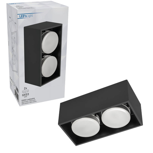 LED's Light Cube LED Plafondlamp - 2 lichtpunten - Draaibaar licht - Staal - 20 x 8 cm - Zwart