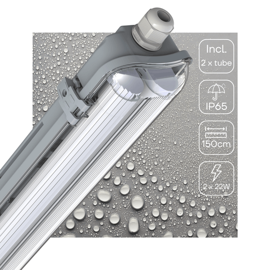 LED's Light LED TL dubbel armatuur 150 cm - Compleet met 2 LED TL buizen 150 cm - 5760lm