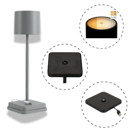 LED's Light Oplaadbare LED Tafellamp - Dimbaar via aanraking - Binnen en buiten - Grijs