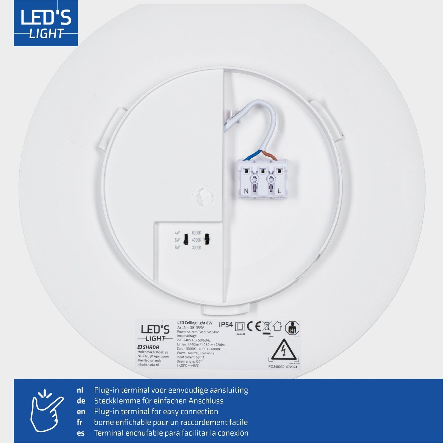 LED's Light Plafondlamp 25 cm - 6 lichtstanden - Geschikt voor alle binnenruimtes - IP54
