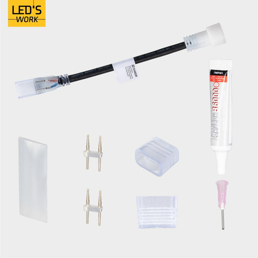 LED's Work Accessoires set voor LED strip bouwverlichting - Koppelstuk, lijm en eindkapjes