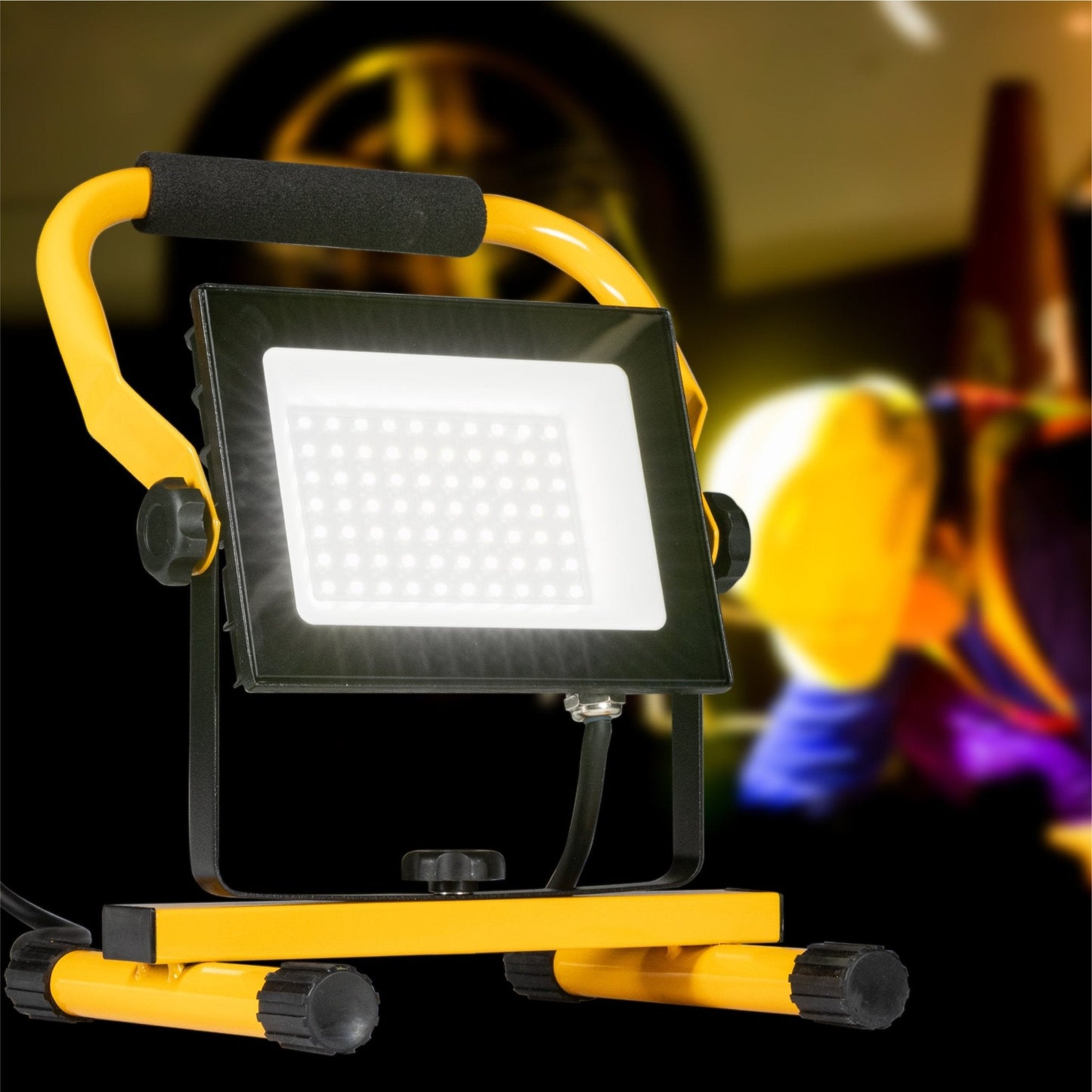 LED's Work 50W Bouwlamp Werklamp Bedraad 4900lm - Verstelbare beugel - Waterdicht (IP65) - Zwart geel