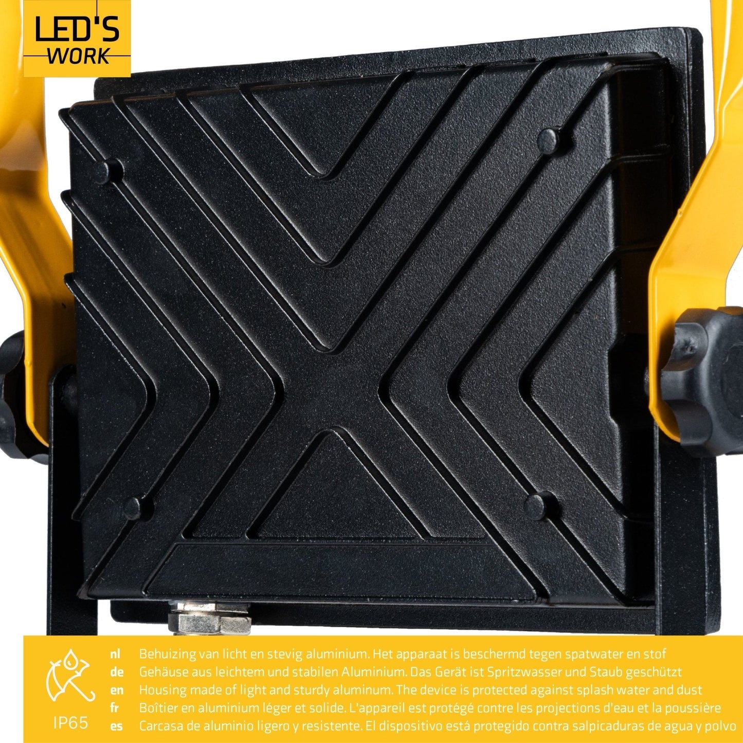LED's Work 50W Bouwlamp Werklamp Bedraad 4900lm - Verstelbare beugel - Waterdicht (IP65) - Zwart geel