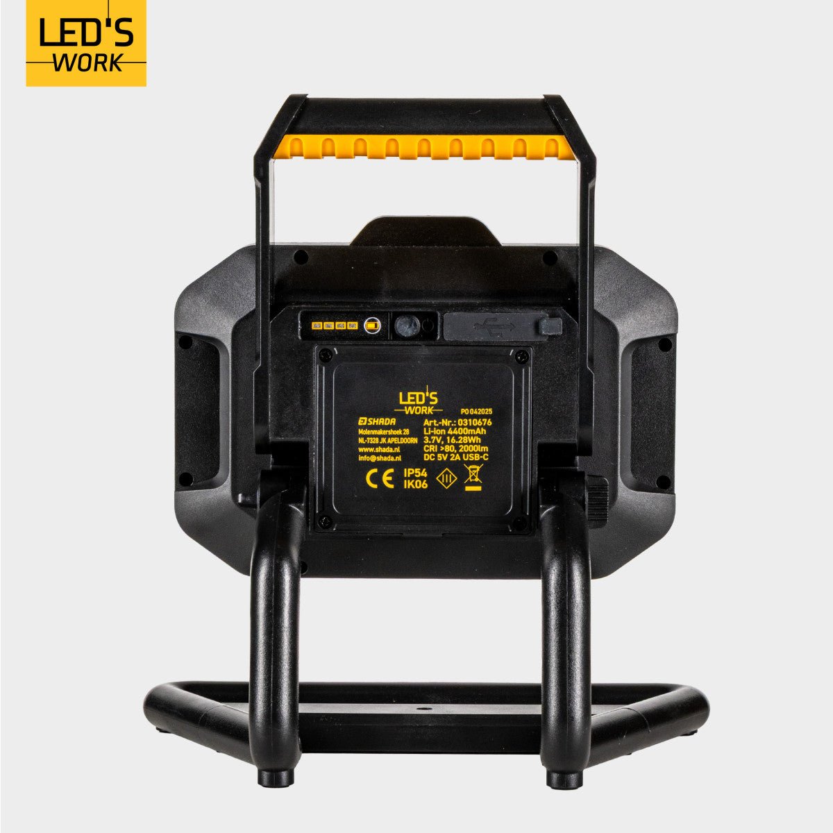 LED's Work LED Bouwlamp oplaadbaar 20W 2000lm - Werkt draadloos op accu - Stof- en waterdicht