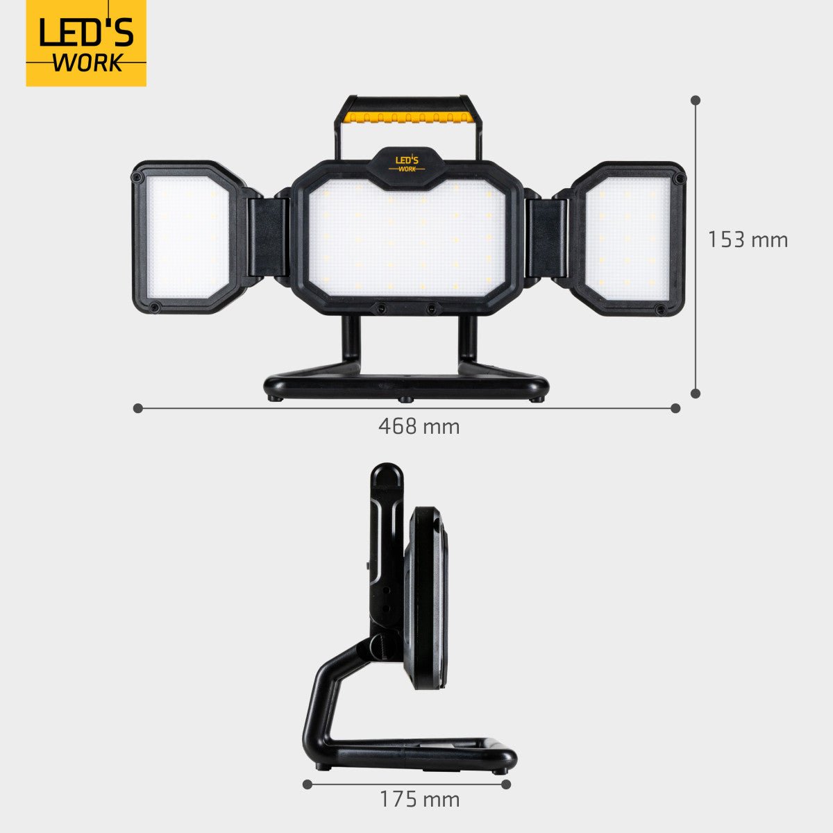 LED's Work LED Bouwlamp Werklamp Oplaadbaar 4000lm 30W Opvouwbaar & Compact