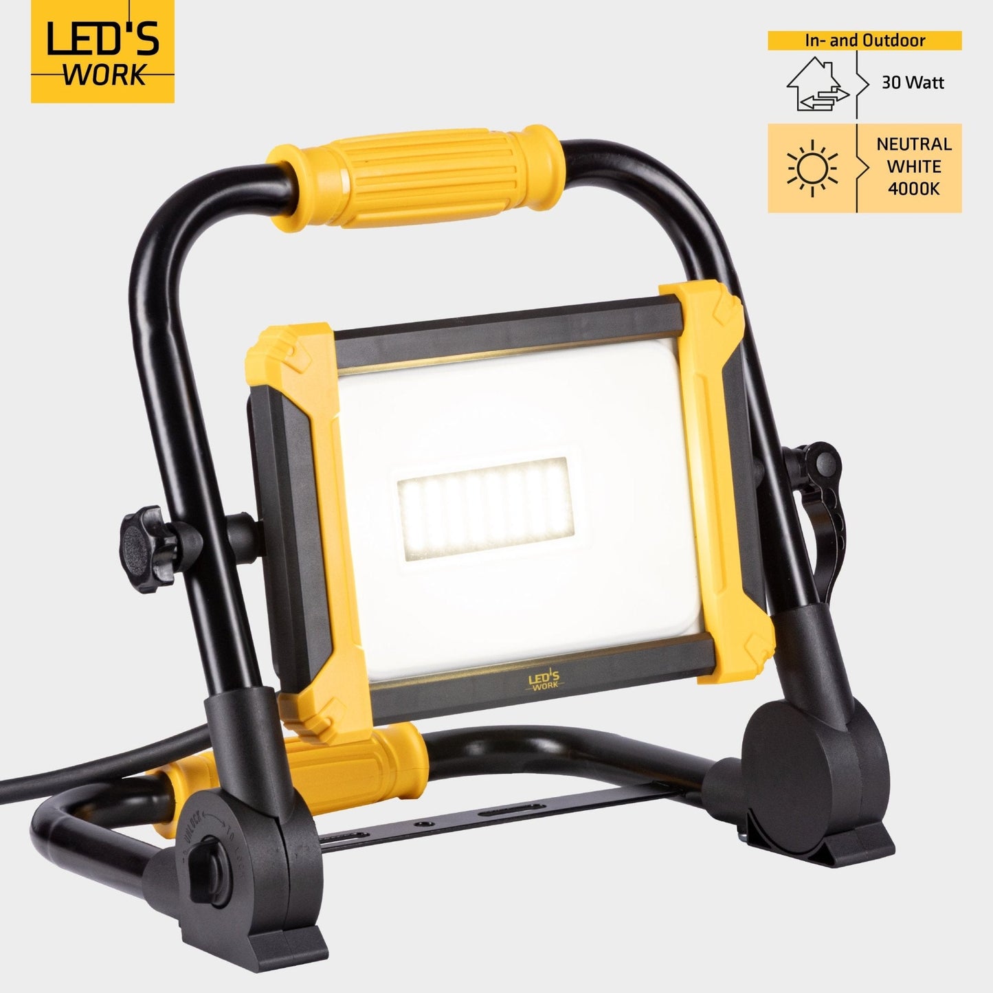LED's Work Opvouwbare Bouwlamp 3900 - 30W LED vervangt 300W halogeen - 3 meter kabel