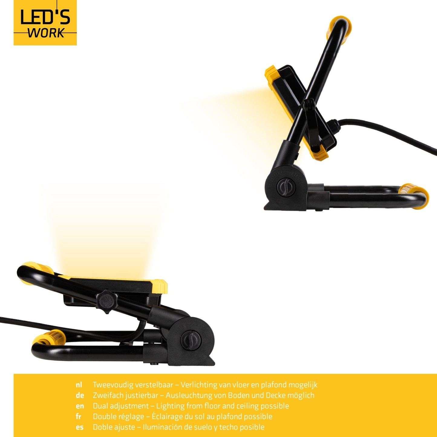 LED's Work Opvouwbare Bouwlamp 3900 - 30W LED vervangt 300W halogeen - 3 meter kabel