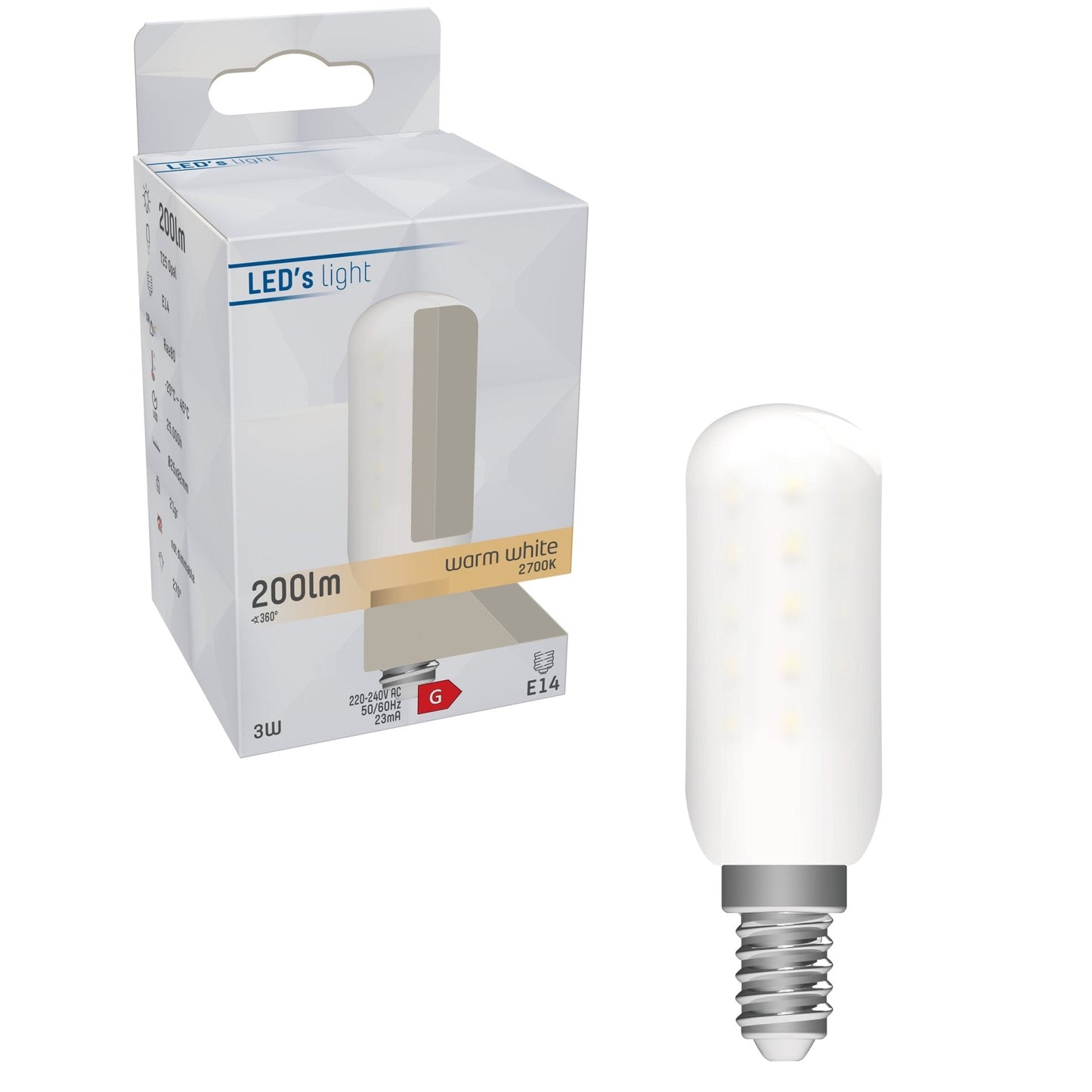 LongLife LED Lamp E14 - T25 - Geschikt voor koelkast en afzuigkap - Warm wit - 3W (20W)