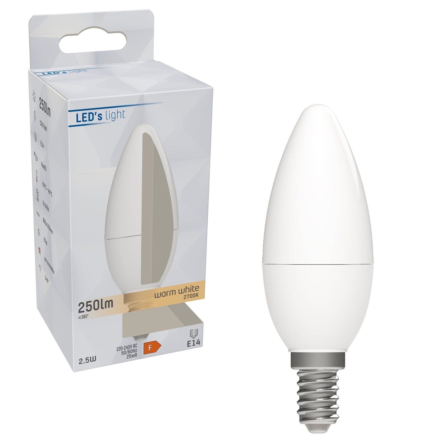 E14 LED Kaarslamp - 250 lm - Warm wit licht - 1 lamp