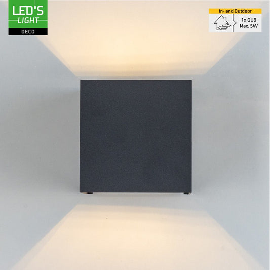 Lumo Cube Antraciet - Wandarmatuur zonder lichtbron - Excl 1xG9 - IP65