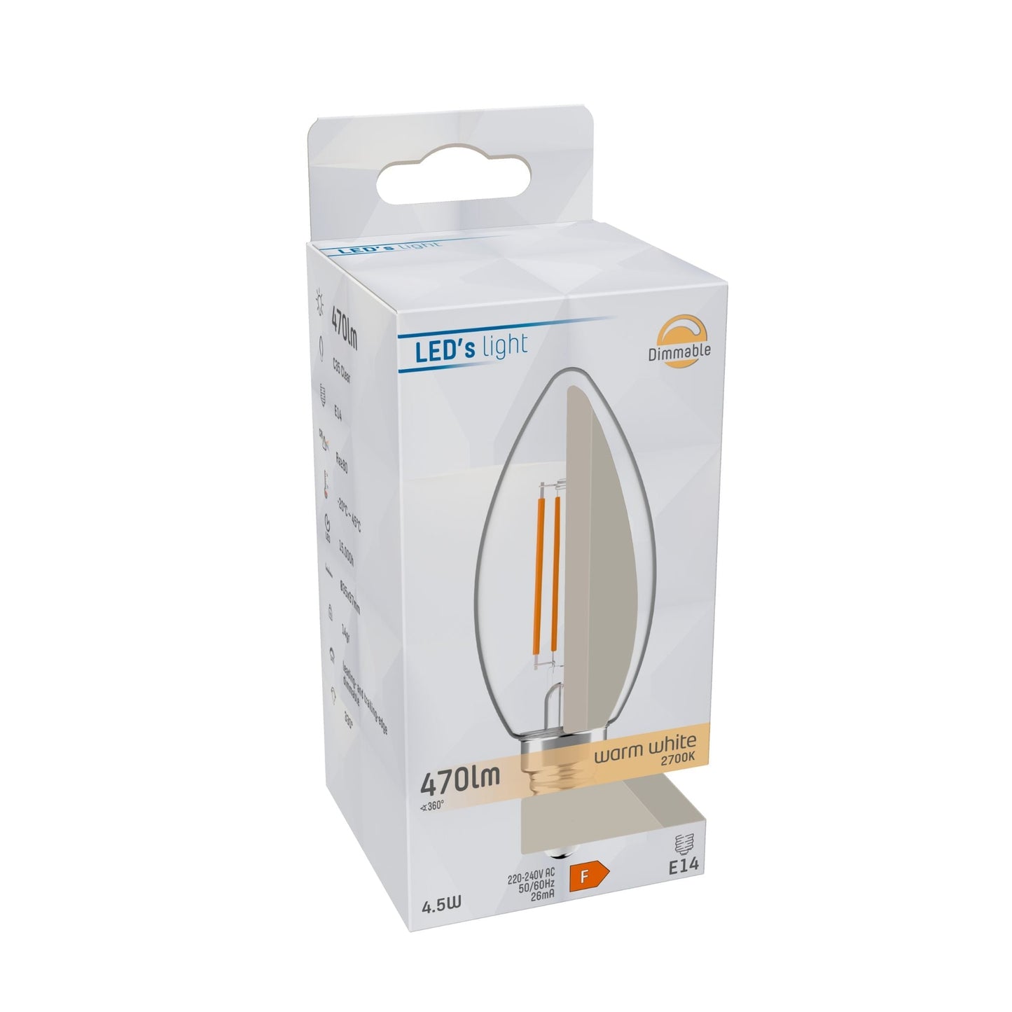 ProDim LED Filament Kaarslamp E14 - Helder - Dimbaar warm wit licht - 4.5W (40W)
