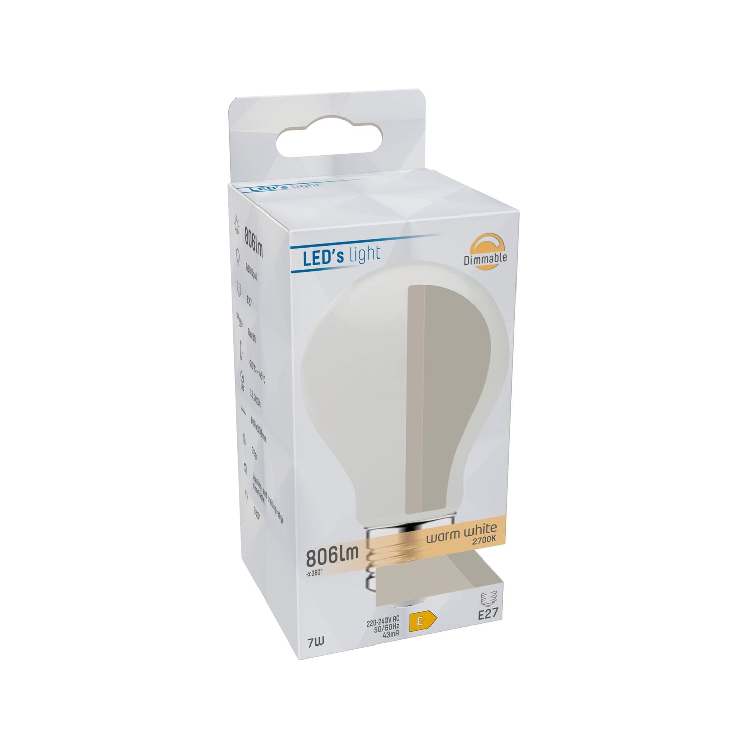 ProDim LED Filament Lamp E27 - Melkglas - Dimbaar warm wit licht - 7W vervangt 60W
