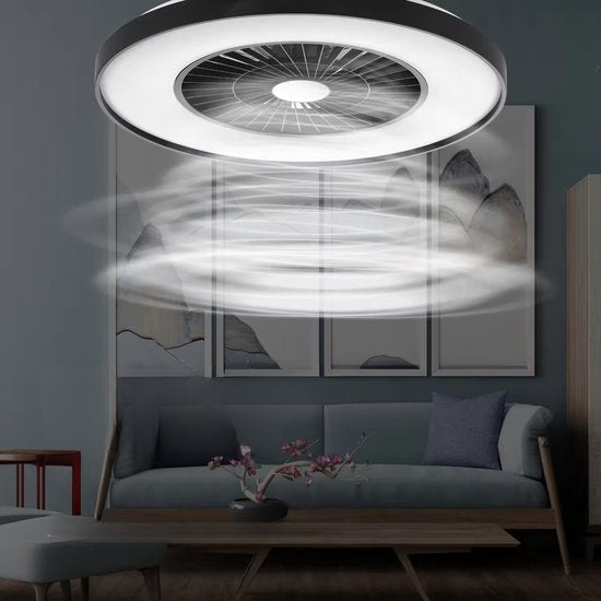 Proventa Premium Plafondventilator met lamp 60 cm - Zomer- en winterstand met afstandsbediening - Zwart