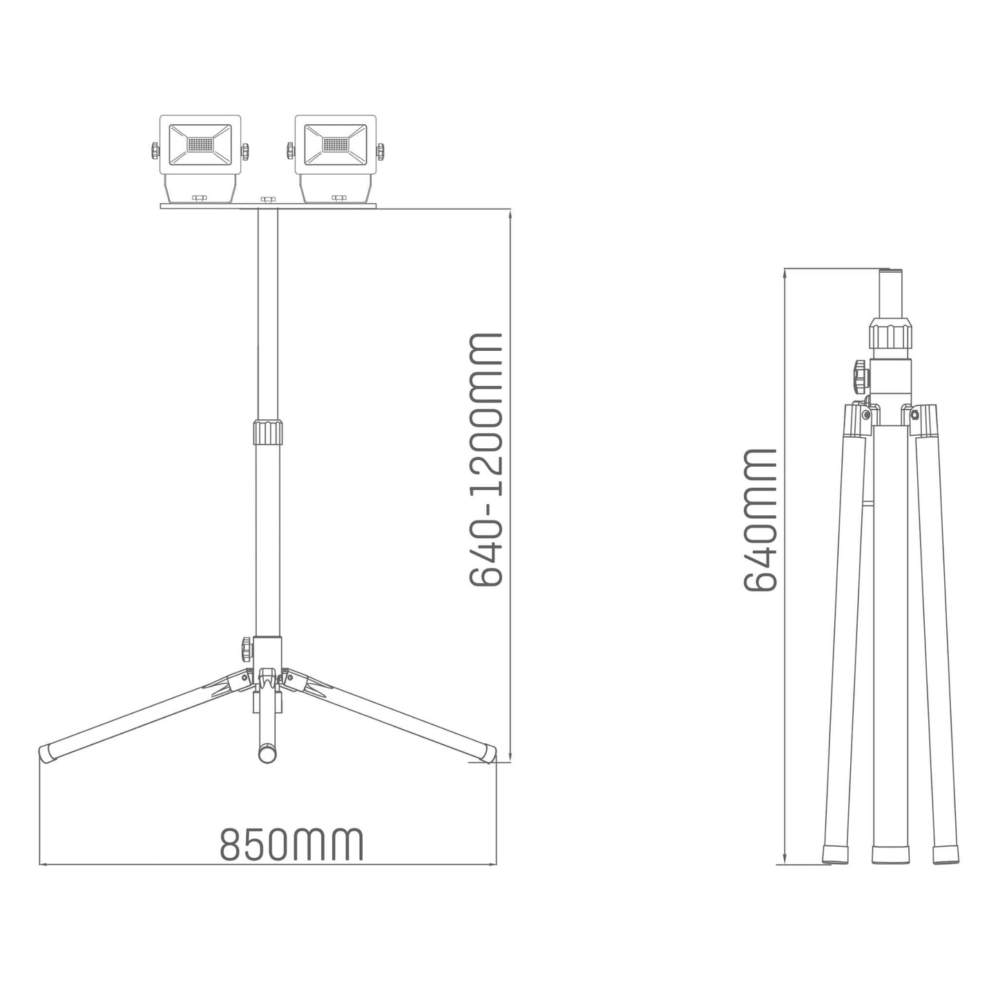 ProWork DUO Tripod LED werklampen op statief - In hoogte verstelbaar - 6370 lm
