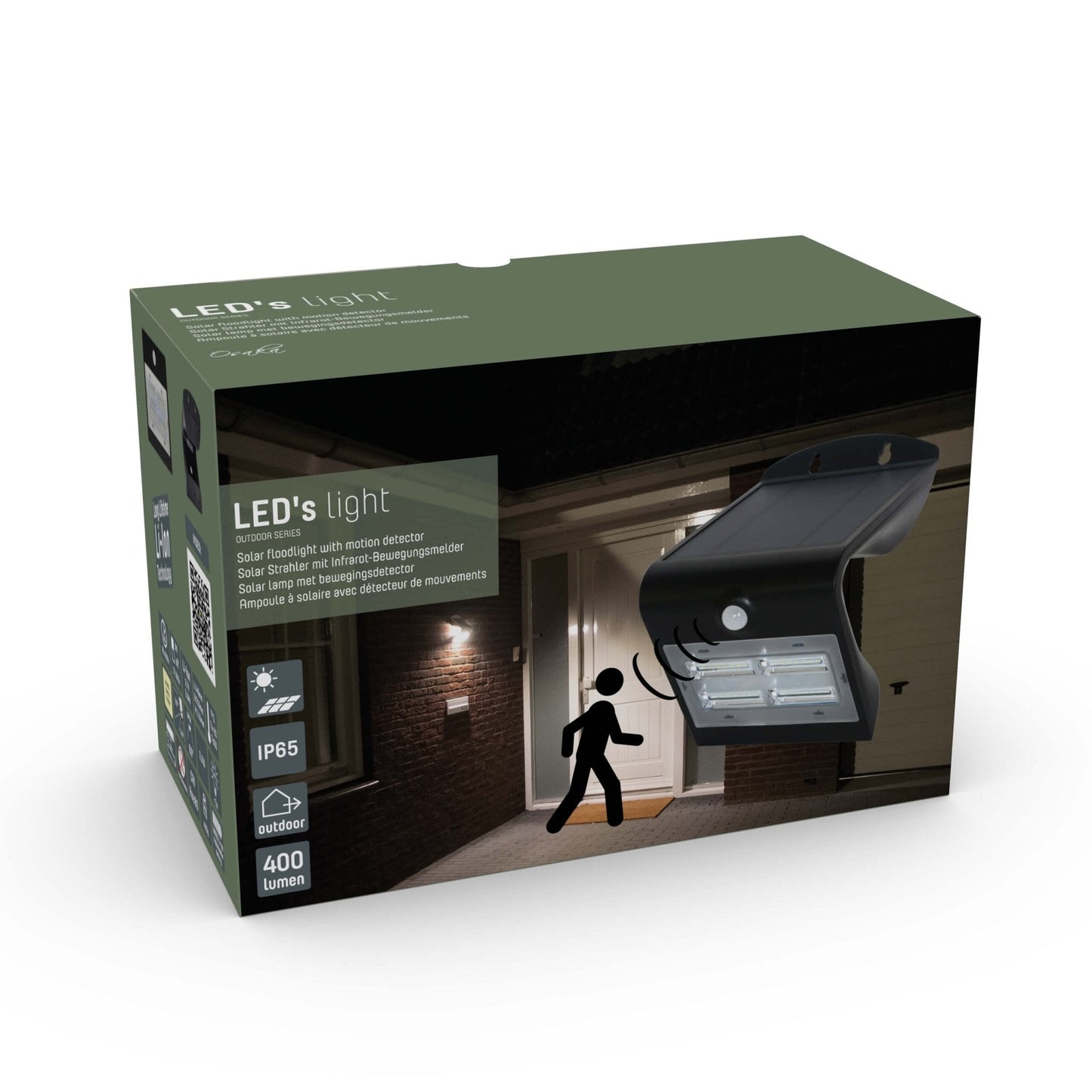 LED's Light Solar LED Buitenlamp met Bewegingssensor 400 - 3 lichtstanden - Automatisch aan/uit - Zwart