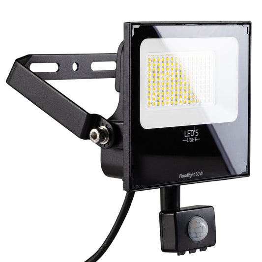 UltraFlood LED Schijnwerper 50W 4000K met Bewegingssensor en Daglichtsensor - Kantelbaar - 8000 Lumen - IP65