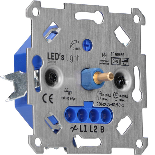 Universele LED draai dimmer tot 250 watt - Geschikt voor alle dimbare lampen - 2 draads